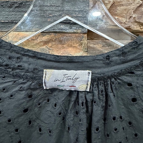 Black Eyelet Maxi Dress Unlined Made in Italy - Picture 9 of 9